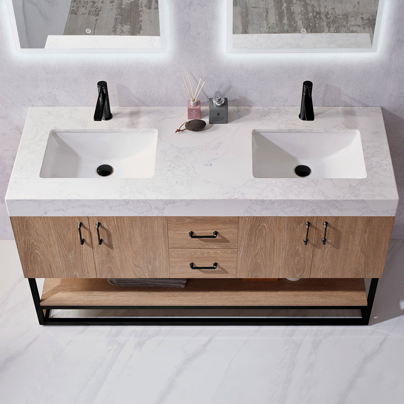 Vinnova 789060B-NO-GW Alistair 60B" Double Vanity in North American Oak
