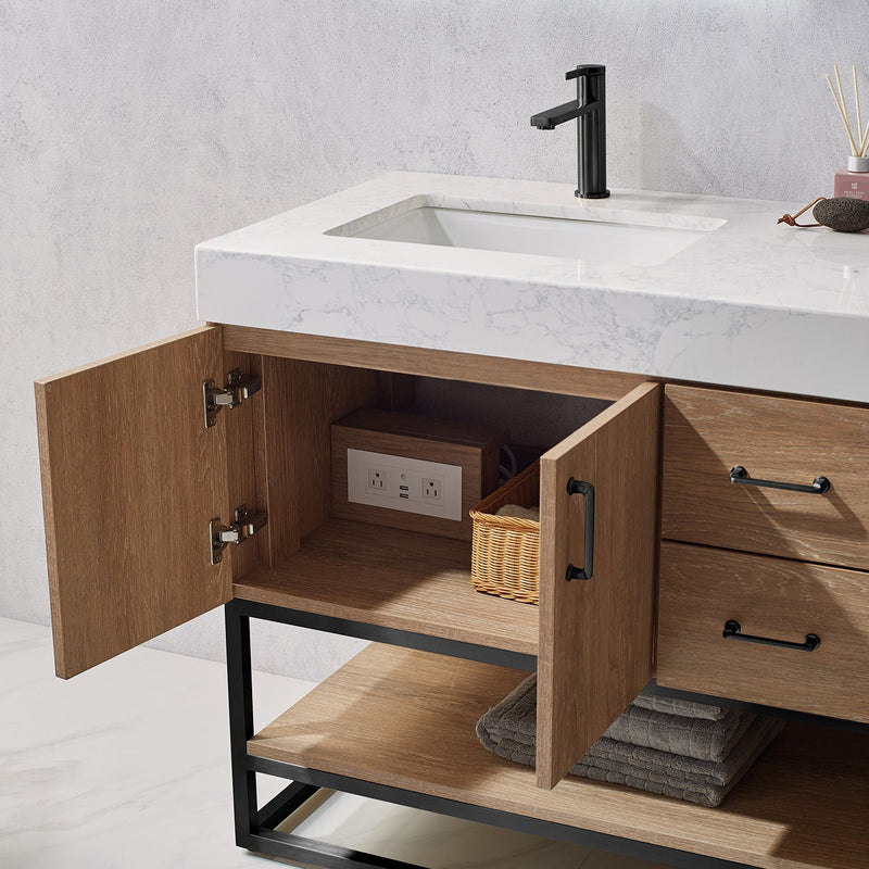Vinnova 789060B-NO-GW Alistair 60B" Double Vanity in North American Oak
