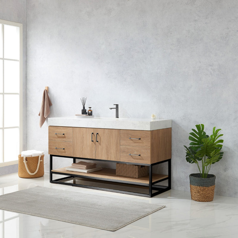 Vinnova 789060BS-NO-GW Alistair 60BS" Single Vanity in North American Oak