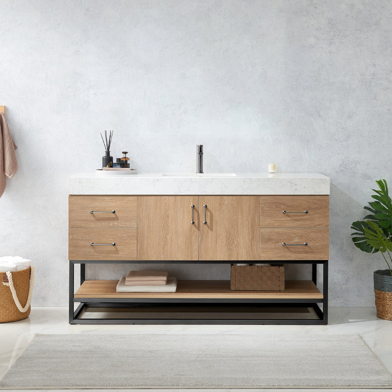 Vinnova 789060BS-NO-GW Alistair 60BS" Single Vanity in North American Oak