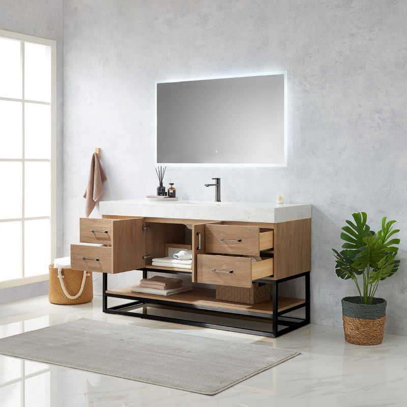 Vinnova 789060BS-NO-GW Alistair 60BS" Single Vanity in North American Oak
