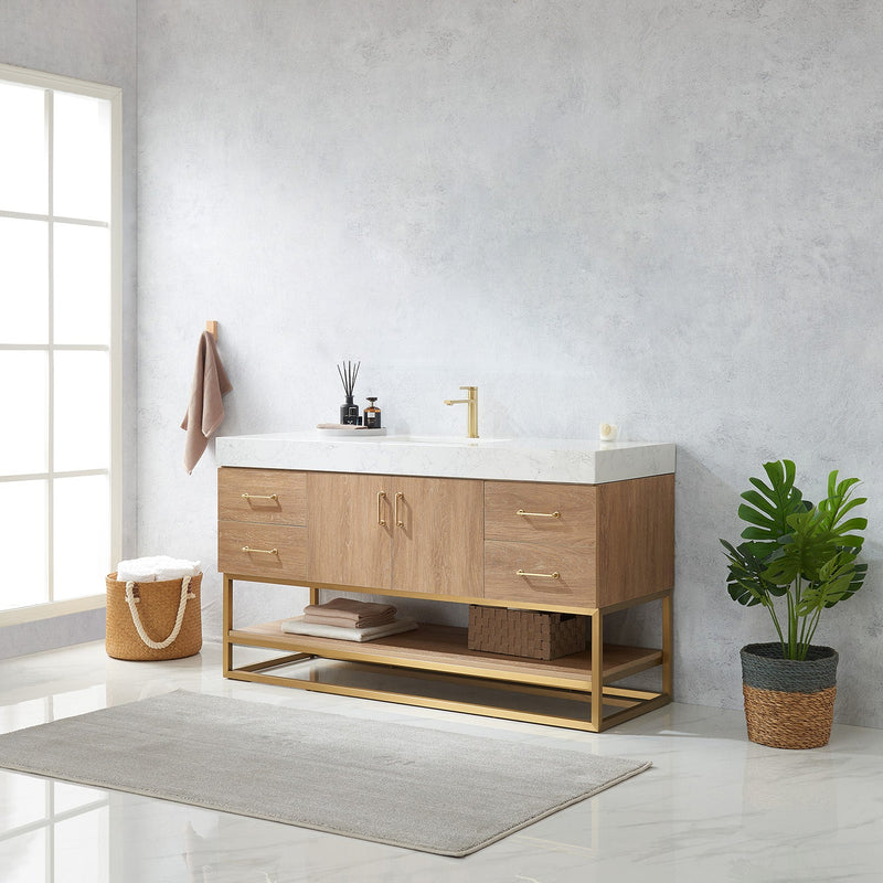 Vinnova 789060S-NO-GW Alistair 60S" Single Vanity in North American Oak