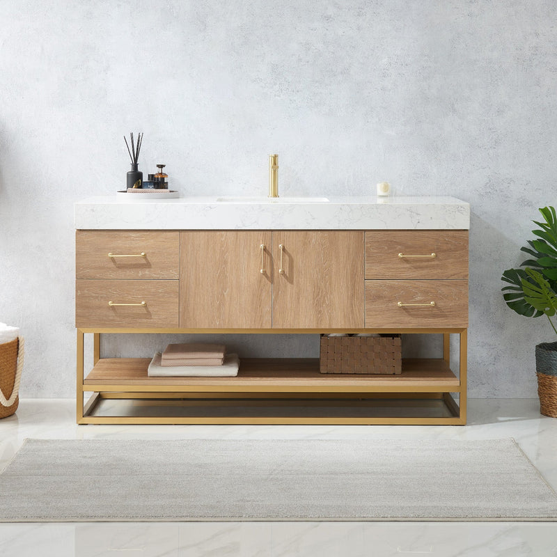 Vinnova 789060S-NO-GW Alistair 60S" Single Vanity in North American Oak