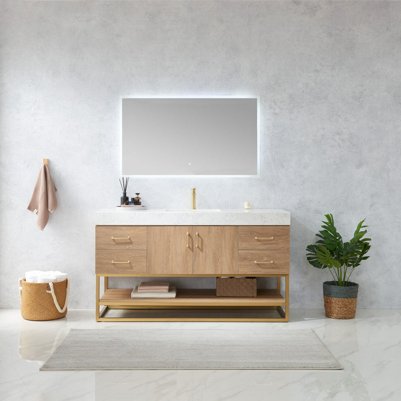 Vinnova 789060S-NO-GW Alistair 60S" Single Vanity in North American Oak
