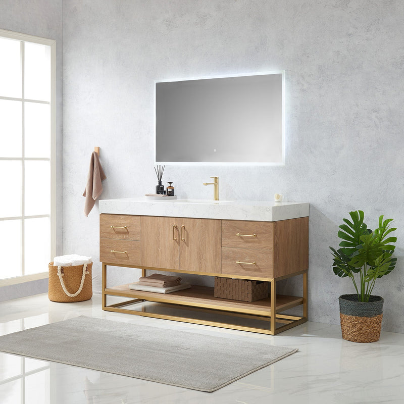 Vinnova 789060S-NO-GW Alistair 60S" Single Vanity in North American Oak