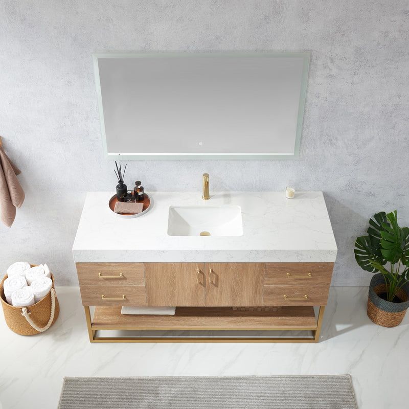 Vinnova 789060S-NO-GW Alistair 60S" Single Vanity in North American Oak