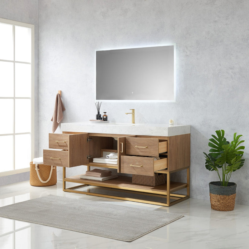 Vinnova 789060S-NO-GW Alistair 60S" Single Vanity in North American Oak