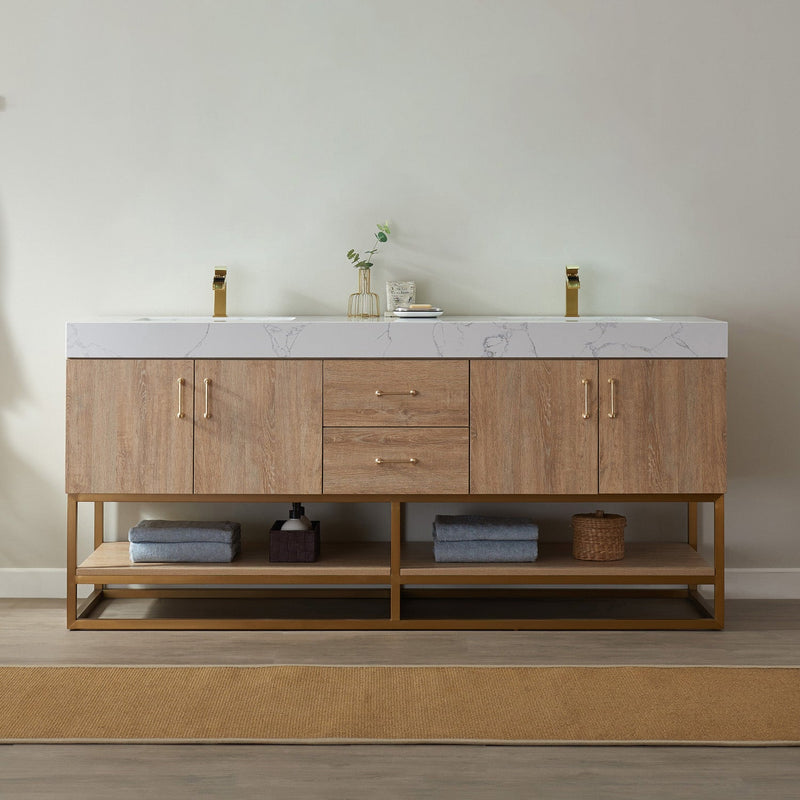 Vinnova 789072-NO-GW Alistair 72" Double Vanity in North American Oak