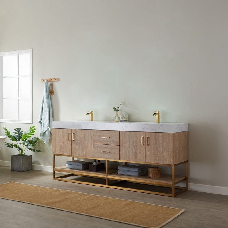 Vinnova 789072-NO-GW Alistair 72" Double Vanity in North American Oak