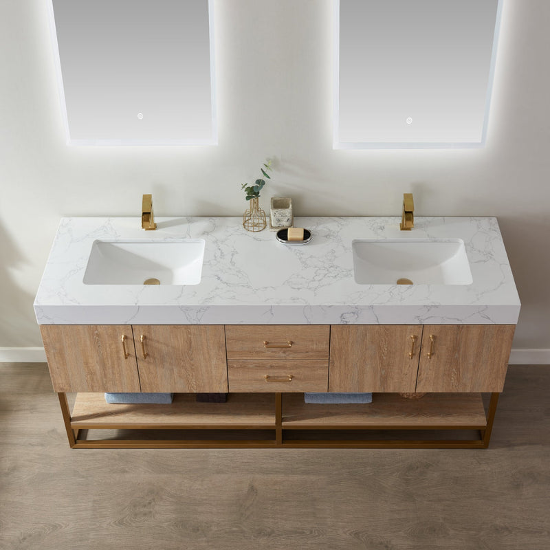 Vinnova 789072-NO-GW Alistair 72" Double Vanity in North American Oak