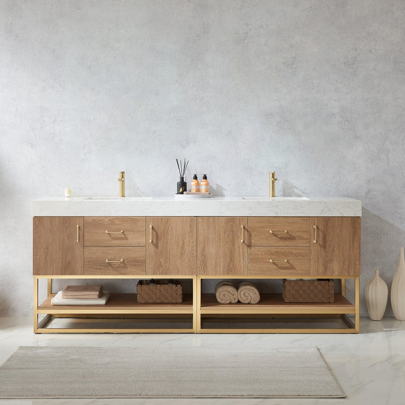 Vinnova 789084-NO-GW Alistair 84" Double Vanity in North American Oak