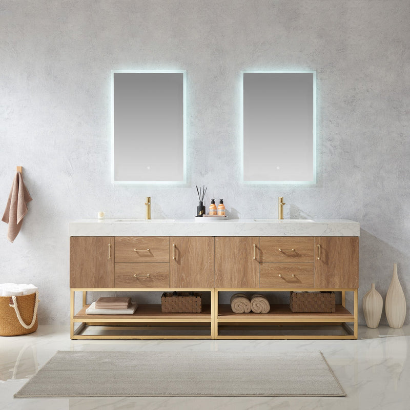 Vinnova 789084-NO-GW Alistair 84" Double Vanity in North American Oak