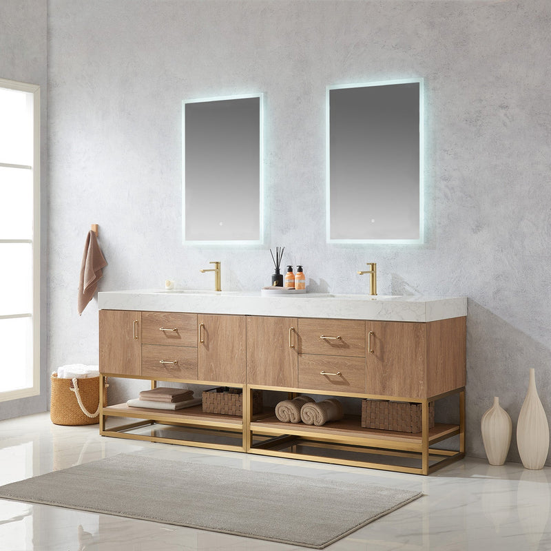 Vinnova 789084-NO-GW Alistair 84" Double Vanity in North American Oak