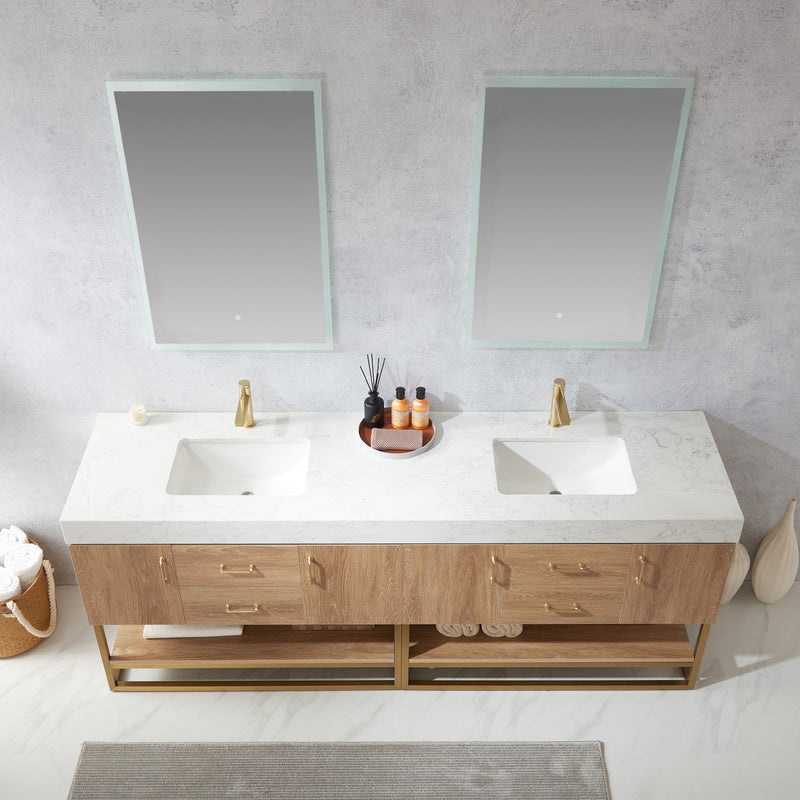 Vinnova 789084-NO-GW Alistair 84" Double Vanity in North American Oak