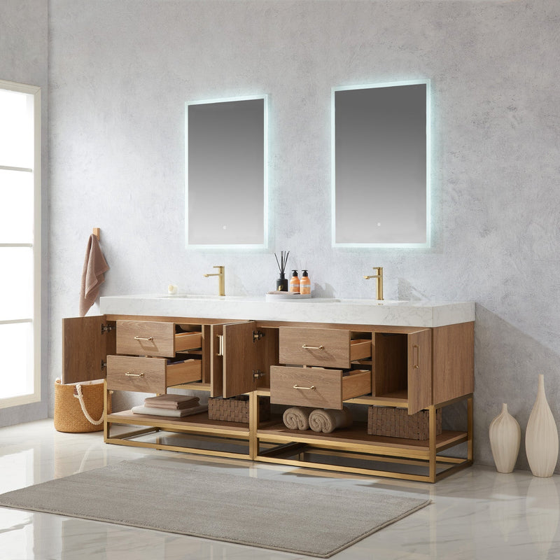 Vinnova 789084-NO-GW Alistair 84" Double Vanity in North American Oak