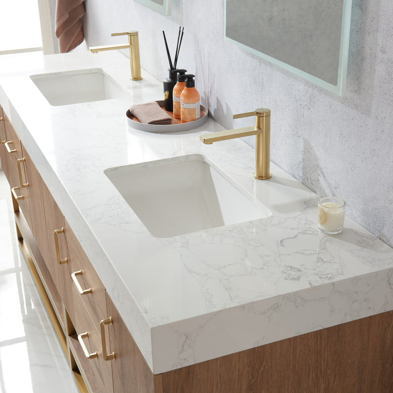 Vinnova 789084-NO-GW Alistair 84" Double Vanity in North American Oak