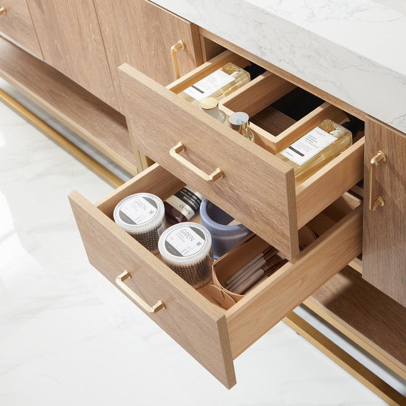 Vinnova 789084-NO-GW Alistair 84" Double Vanity in North American Oak