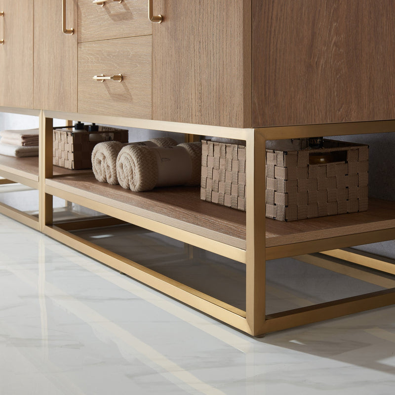 Vinnova 789084-NO-GW Alistair 84" Double Vanity in North American Oak
