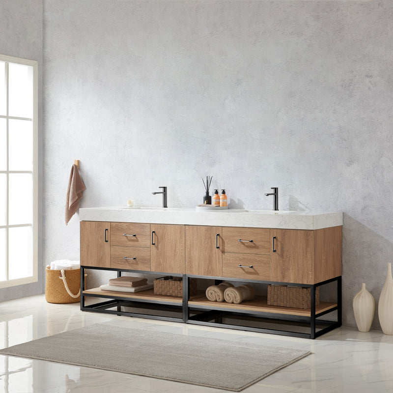 Vinnova 789084B-NO-GW Alistair 84B" Double Vanity in North American Oak