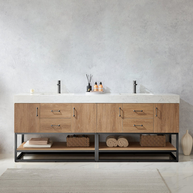Vinnova 789084B-NO-GW Alistair 84B" Double Vanity in North American Oak
