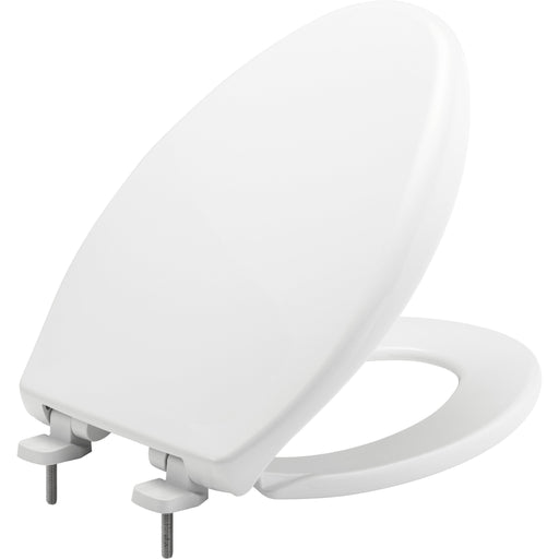 Bemis Hospitality Commercial Plastic Closed Front with Cover Toilet Seat in White Featuring Stay·Tite® Commercial Fastening System™, Whisper·Close®, Super·Grip® Bumpers, and DuraGuard®
