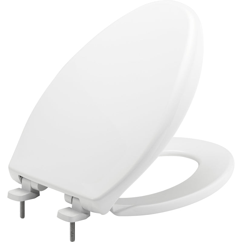 Bemis Hospitality Commercial Plastic Closed Front with Cover Toilet Seat in White Featuring Stay·Tite® Commercial Fastening System™, Whisper·Close®, Super·Grip® Bumpers, and DuraGuard®
