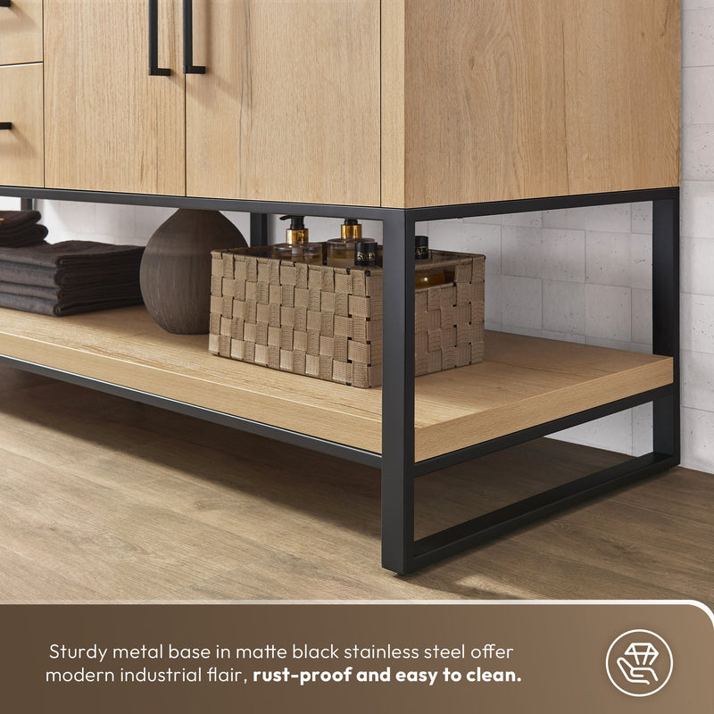 Vinnova 796036B-WO-GW Kolkata 36B" Single Sink Bath Vanity in Weathered Oak with White Grain Composite Stone Top