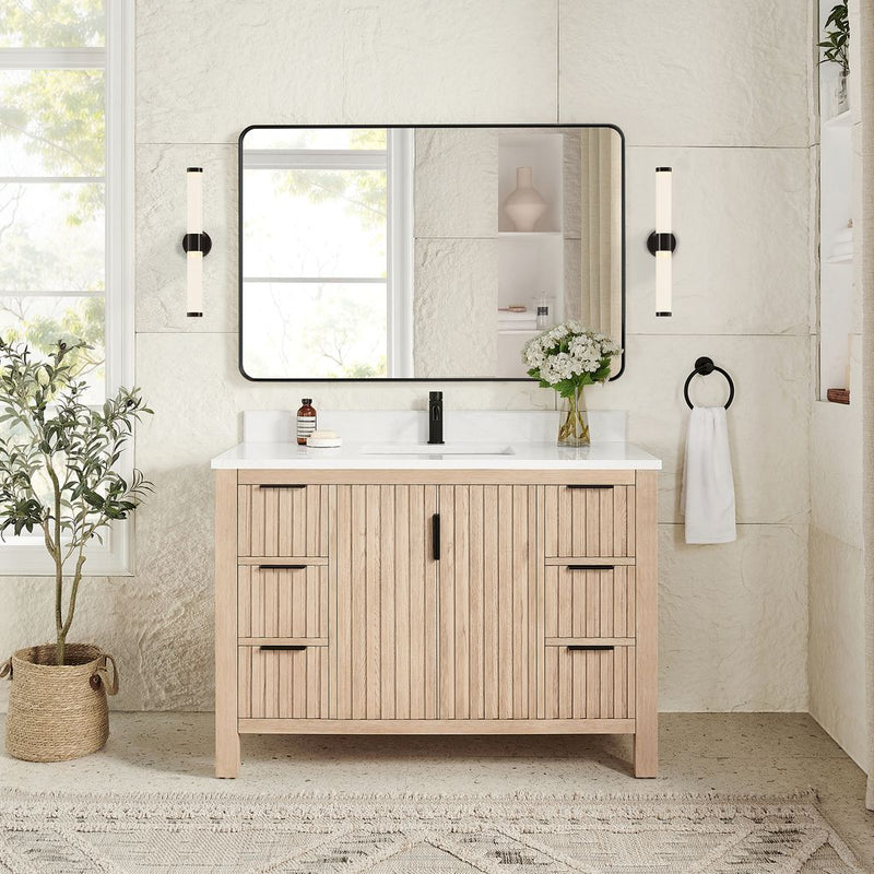 Vinnova 704248-AN-GW Shenzhen 48" Single Sink Bath Vanity in Aged Natural Oak