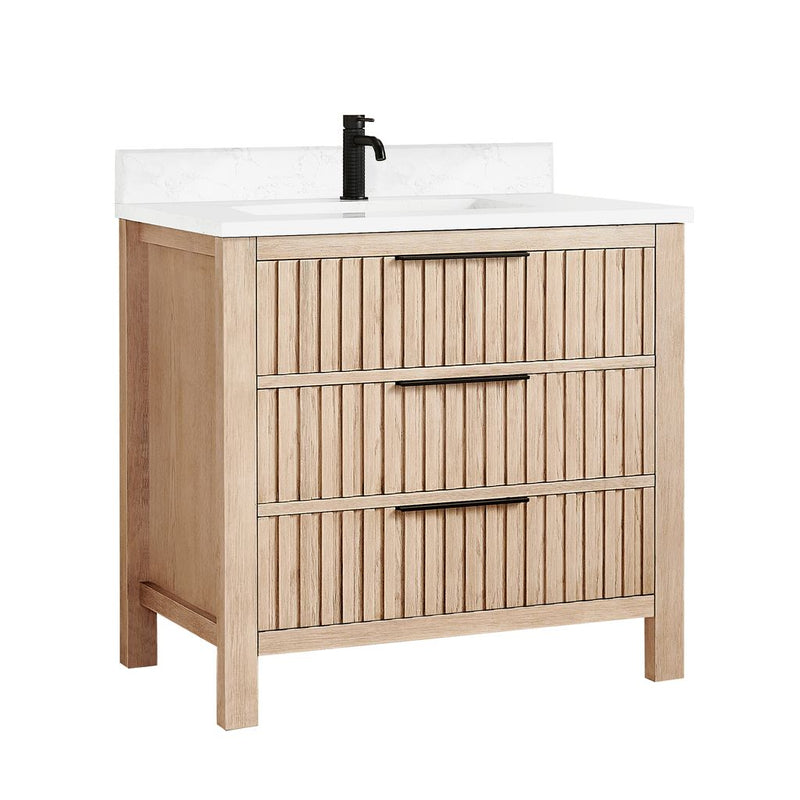 Vinnova 704236-AN-GW Shenzhen 36" Single Sink Bath Vanity in Aged Natural Oak