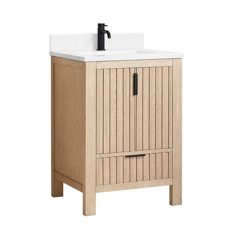 Vinnova 704224-AN-GW Shenzhen 24" Single Sink Bath Vanity in Aged Natural Oak