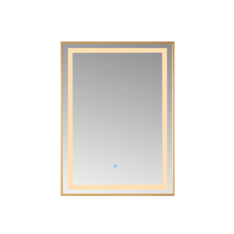 Vinnova 802524-LED-BG Teruel 24" Rectangular Aluminum Framed LED Wall Mount Bathroom Vanity Mirror in Gold
