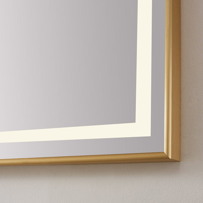 Vinnova 802524-LED-BG Teruel 24" Rectangular Aluminum Framed LED Wall Mount Bathroom Vanity Mirror in Gold
