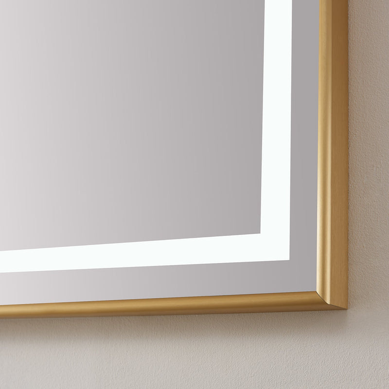 Vinnova 802524-LED-BG Teruel 24" Rectangular Aluminum Framed LED Wall Mount Bathroom Vanity Mirror in Gold
