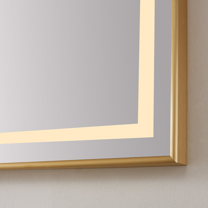 Vinnova 802524-LED-BG Teruel 24" Rectangular Aluminum Framed LED Wall Mount Bathroom Vanity Mirror in Gold
