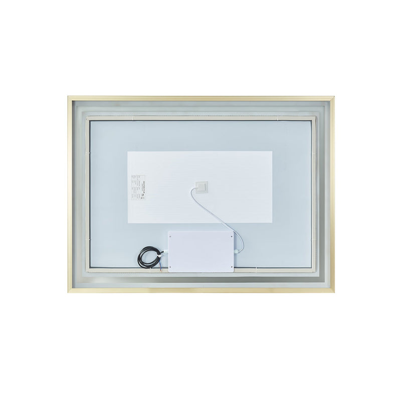Vinnova 802524-LED-BG Teruel 24" Rectangular Aluminum Framed LED Wall Mount Bathroom Vanity Mirror in Gold