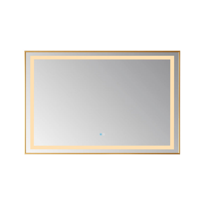 Vinnova 802536-LED-BG Teruel 36" Rectangular Aluminum Framed LED Wall Mount Bathroom Vanity Mirror in Gold
