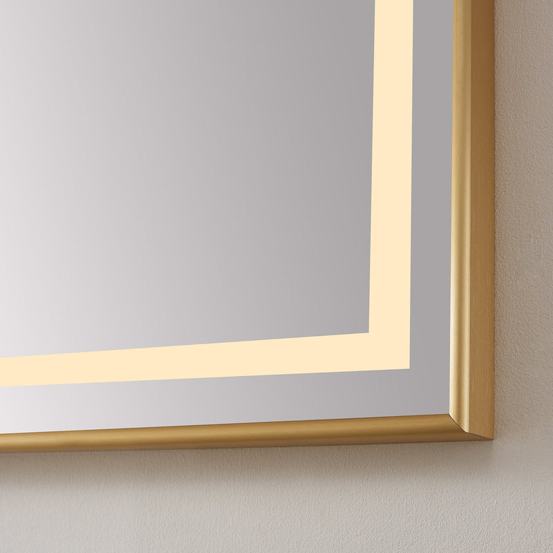 Vinnova 802536-LED-BG Teruel 36" Rectangular Aluminum Framed LED Wall Mount Bathroom Vanity Mirror in Gold