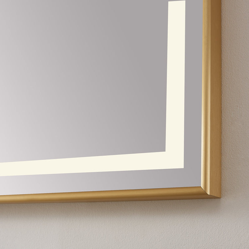 Vinnova 802560-LED-BG Teruel 60" Rectangular Aluminum Framed LED Wall Mount Bathroom Vanity Mirror in Gold