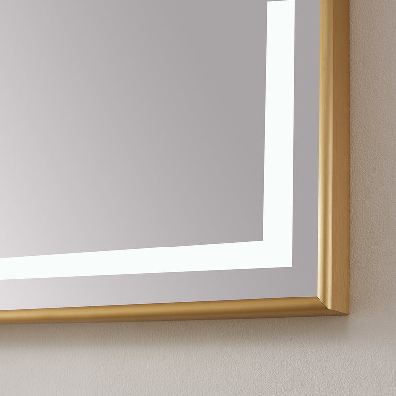Vinnova 802560-LED-BG Teruel 60" Rectangular Aluminum Framed LED Wall Mount Bathroom Vanity Mirror in Gold