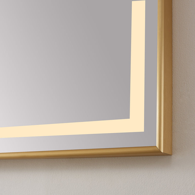 Vinnova 802560-LED-BG Teruel 60" Rectangular Aluminum Framed LED Wall Mount Bathroom Vanity Mirror in Gold