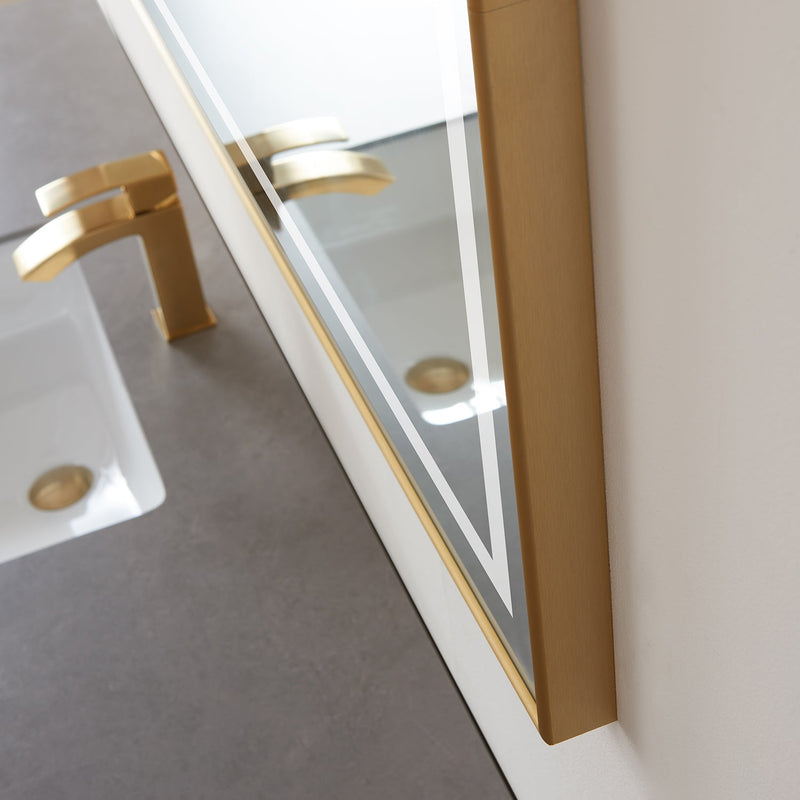 Vinnova 802560-LED-BG Teruel 60" Rectangular Aluminum Framed LED Wall Mount Bathroom Vanity Mirror in Gold