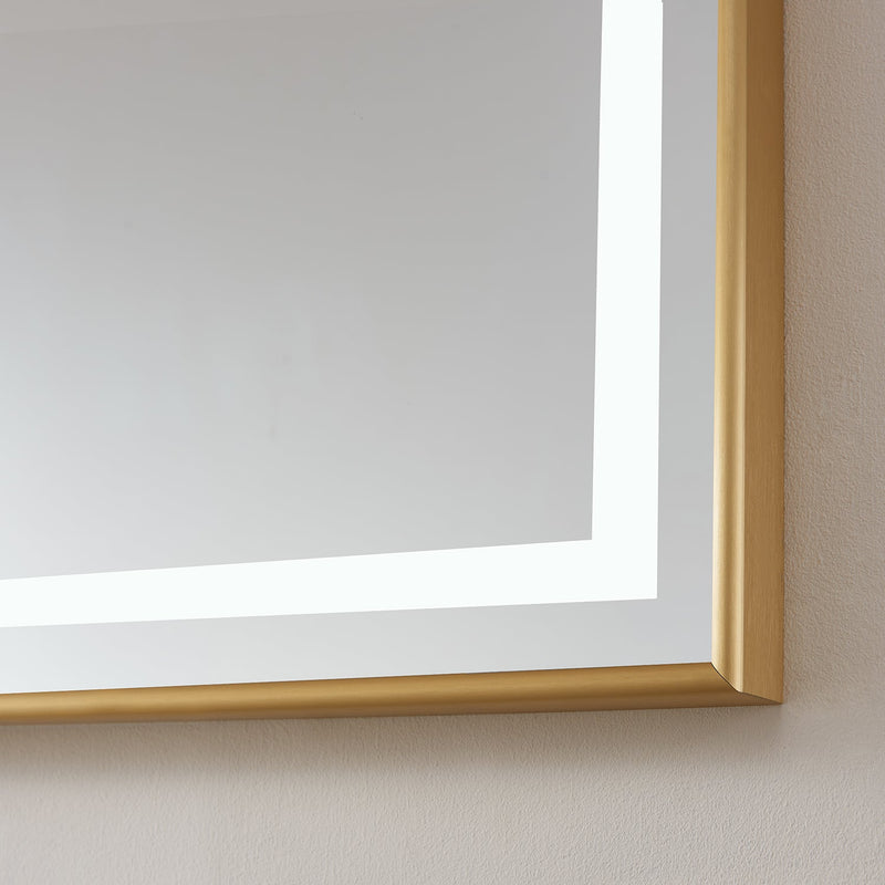 Vinnova 802572-LED-BG Teruel 72" Rectangular Aluminum Framed LED Wall Mount Bathroom Vanity Mirror in Gold