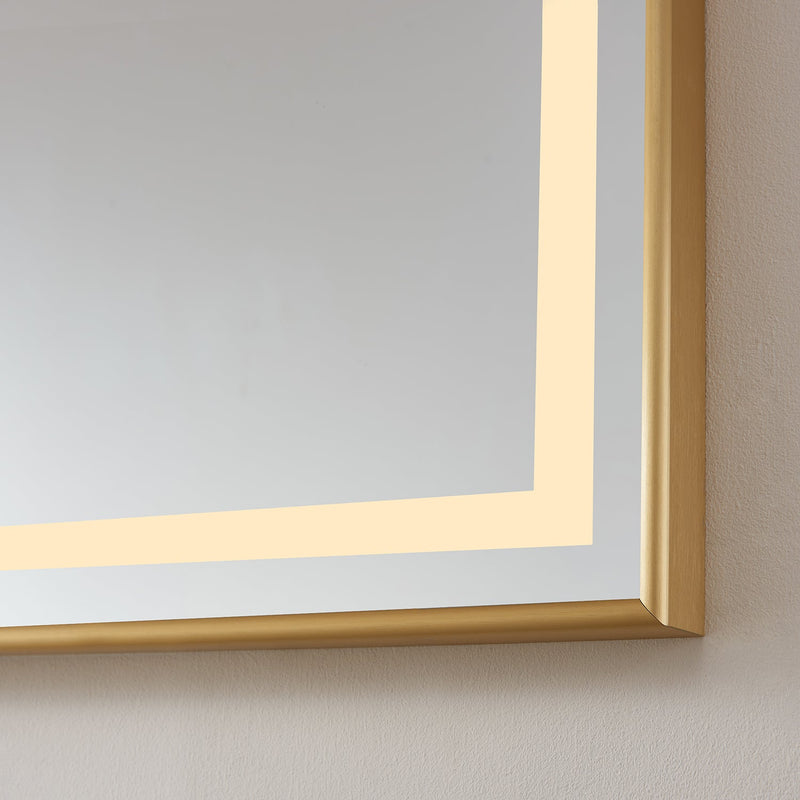 Vinnova 802572-LED-BG Teruel 72" Rectangular Aluminum Framed LED Wall Mount Bathroom Vanity Mirror in Gold