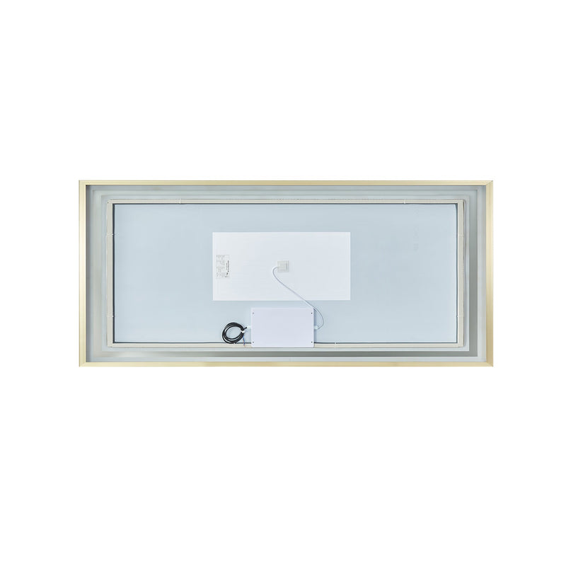 Vinnova 802572-LED-BG Teruel 72" Rectangular Aluminum Framed LED Wall Mount Bathroom Vanity Mirror in Gold