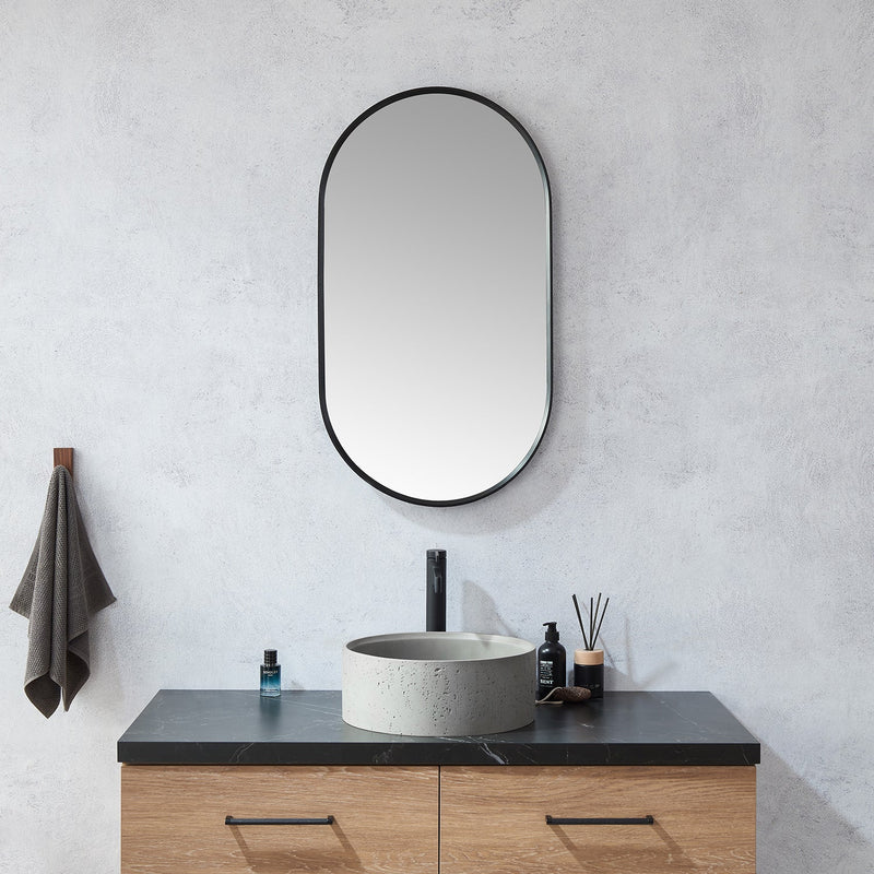 Vinnova 803120-MIR-BB Miajadas 20 in. W x 36 in. H Oval Metal Wall Mirror in Brushed Black