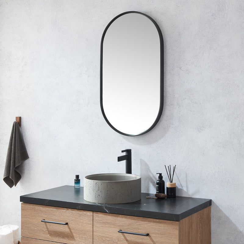 Vinnova 803120-MIR-BB Miajadas 20 in. W x 36 in. H Oval Metal Wall Mirror in Brushed Black