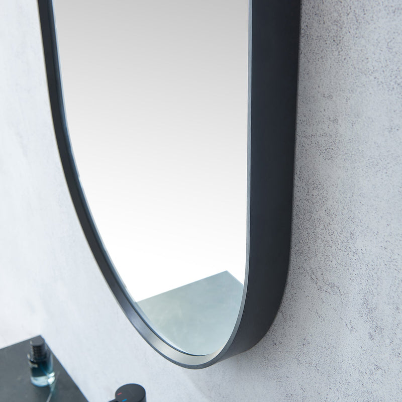Vinnova 803120-MIR-BB Miajadas 20 in. W x 36 in. H Oval Metal Wall Mirror in Brushed Black