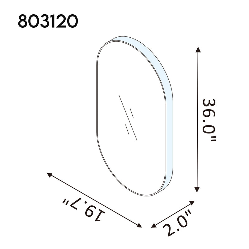 Vinnova 803120-MIR-BB Miajadas 20 in. W x 36 in. H Oval Metal Wall Mirror in Brushed Black