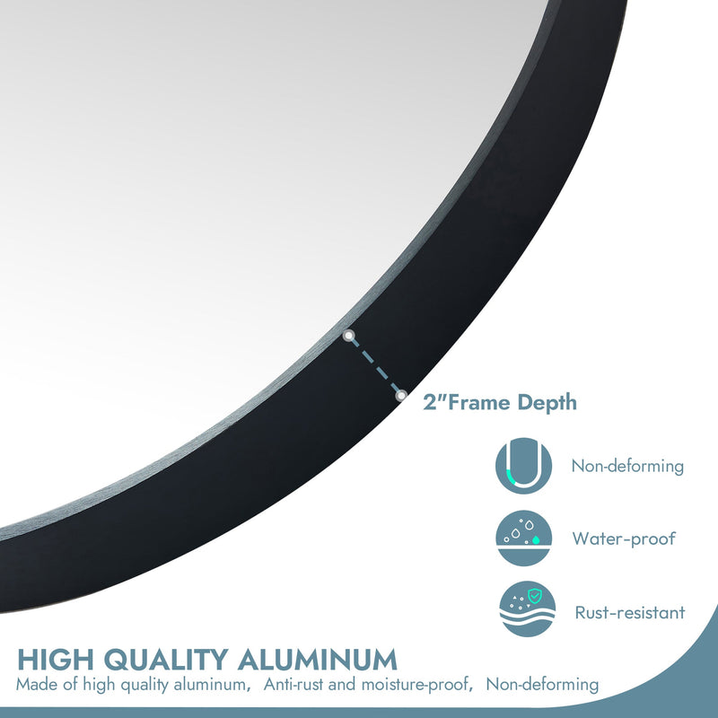 Vinnova 803121-MIR-BB Miajadas 19.7" W x 45" H Oval Aluminum Framed Wall Mount Bathroom Vanity Mirror in Brushed Black