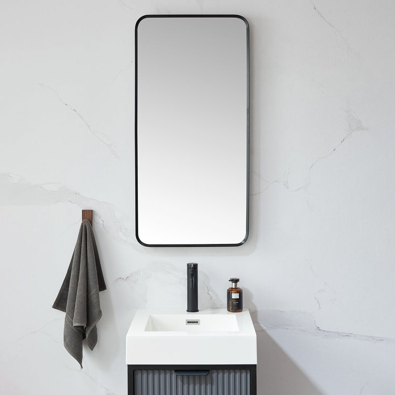 Vinnova 803218-MIR-BB Mutriku 18 in. W x 36 in. H Rectangle Metal Wall Mirror in Brushed Black